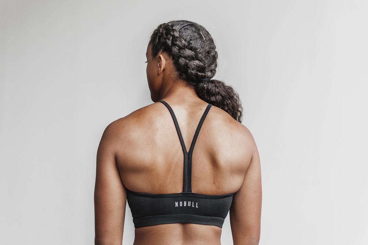Nobull Halter Plush Heather Women's Sports Bras Black | Australia (AK3261)